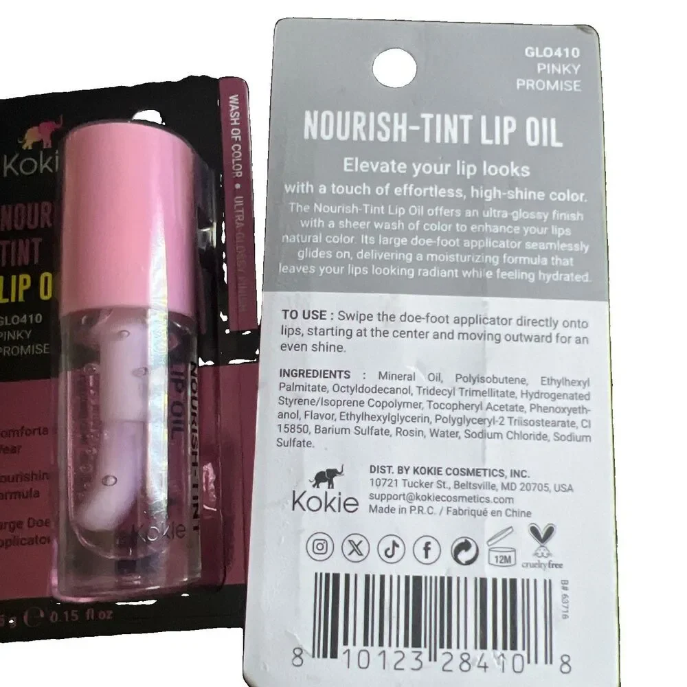 2 Kokie Nourish Tint Lip Oil Pinky Promise
